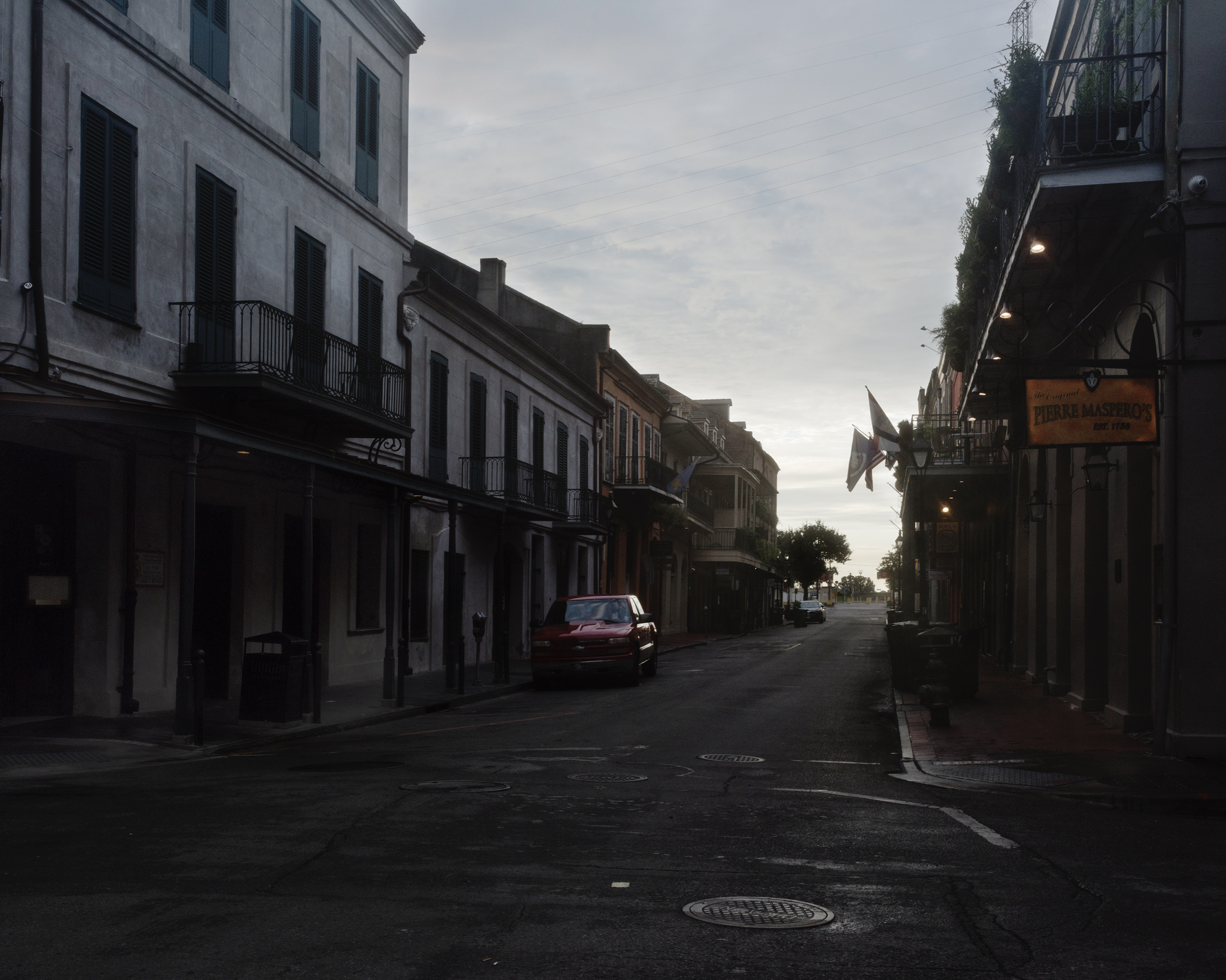 St. Louis street, looking towards the Mississippi River in New Orleans, LA for They Sold Humans Beings Here (the 1619 Project).